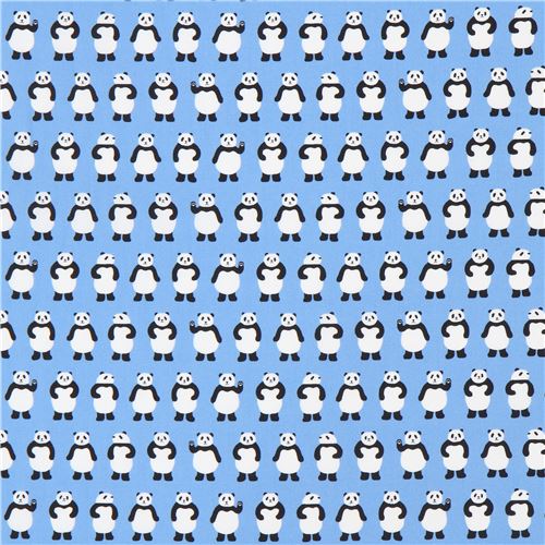 blue Robert Kaufman black white panda fabric Sevenberry Mini Prints 3