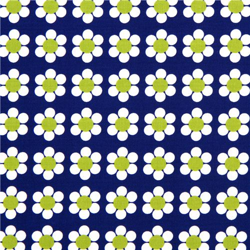 blauer Robert Kaufman Stoff mit weißen Blumen 2