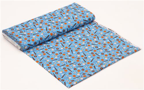 blue Robert Kaufman football basketball sport fabric - modeS4u