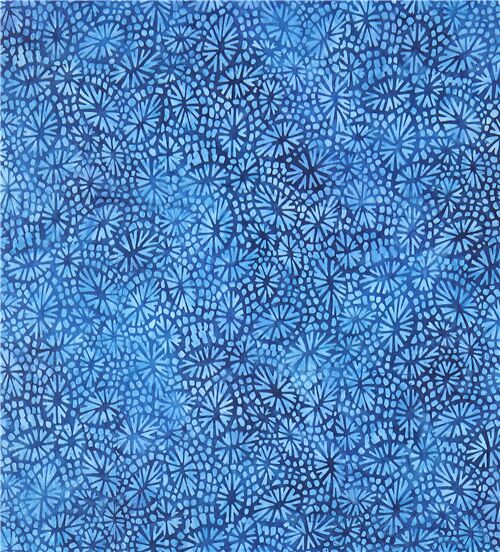 blue Robert Kaufman lily pad leaf batik fabric - modeS4u