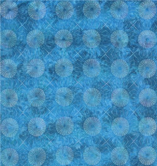 blue Robert Kaufman small dot circle tie dye Batik look fabric ...