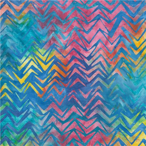 blue Robert Kaufman zig zag  tie dye Batik  look fabric To 