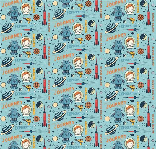 blue Rocket Captain space fabric Riley Blake Rocket Age 1