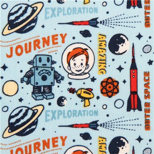 blue Rocket Captain space fabric Riley Blake Rocket Age 2