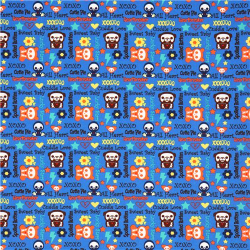 blue Skelanimals animal skeleton fabric sweet words USA 2
