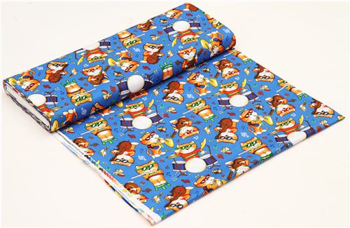blue Timeless Treasures jazz music cat animal fabric 3