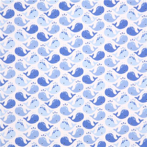 blue Winky Whales Michael Miller whale animal flannel fabric from the ...