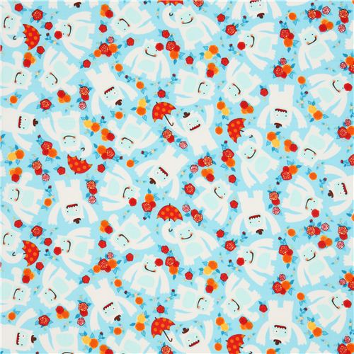 blauer Yeti Schneemensch Flanellstoff Robert Kaufman USA 2