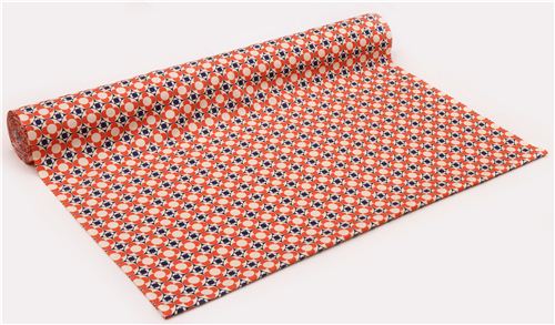 blue and orange flower pattern oxford fabric by Kokka from Japan 3
