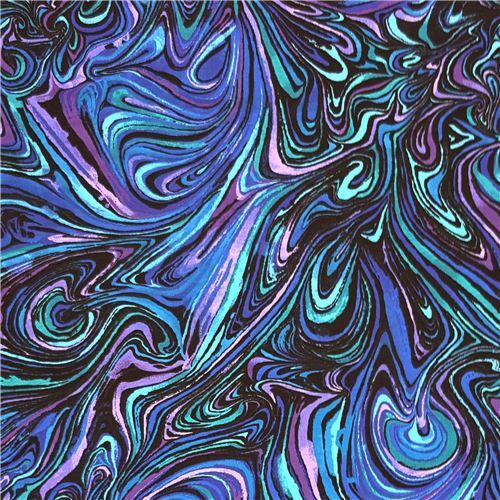 blue and purple marble swirl knit fabric by Timeless Treasures by ...