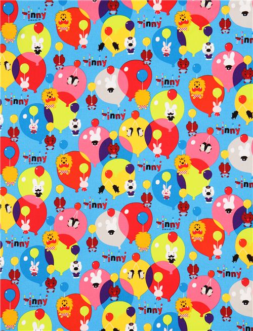 blue animal balloon oxford fabric by Kokka from Japan - modeS4u