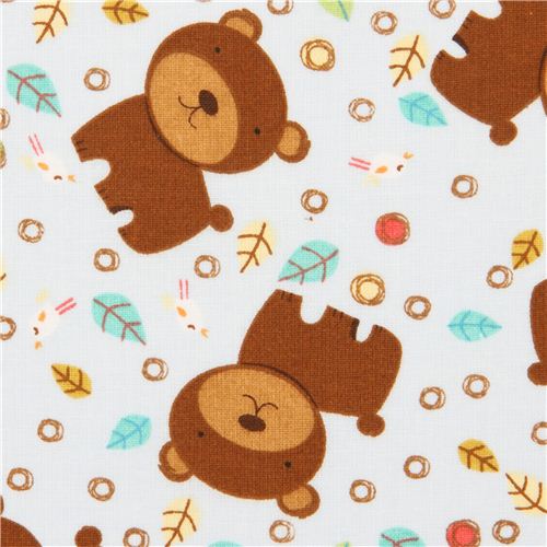 pale blue bear animal fabric Fun the Bear from the USA Fabric by ...