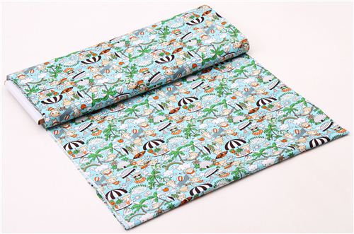 blue bear anime fabric Manga Hawaii fabric from the USA 3
