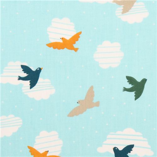 blue bird cloud sky birch organic fabric Everyday Party 1