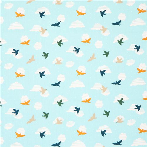 blue bird cloud sky birch organic fabric Everyday Party 2