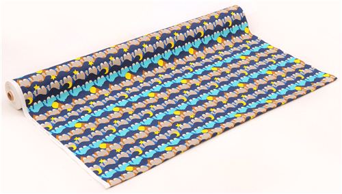 blue camel desert animal stripes coton fabric  4