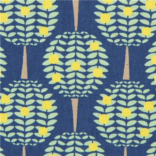 blue canvas citrus tree fabric Kokka Japan 1