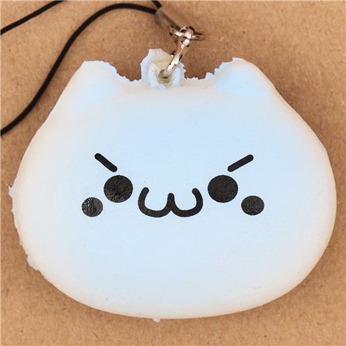blue cat bread roll squishy cellphone charm modeS4u