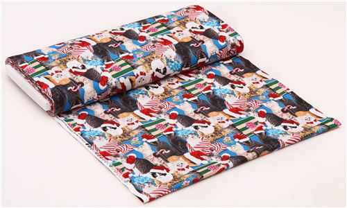 blue cat christmas animal fabric Elizabeth's Studio from the USA 3