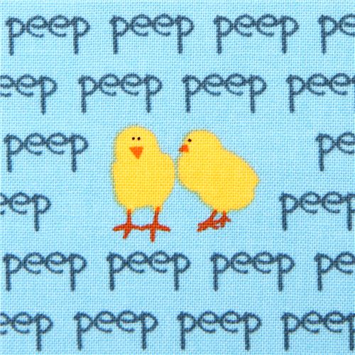 blue chick animal peep fabric by Robert Kaufman USA 2