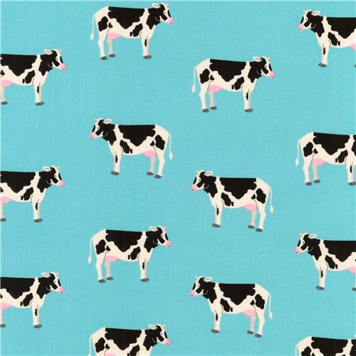 Remnant 33 cm - blue cow fabric by Robert Kaufman 2