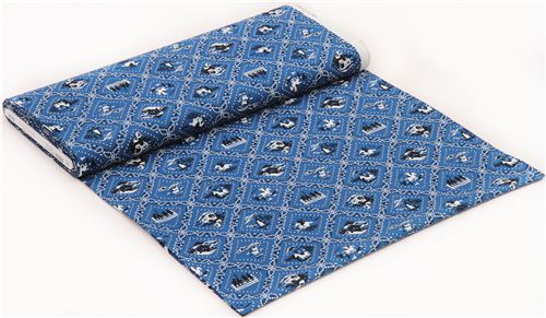 blue cowboy ranch paisley pattern fabric by Robert Kaufman  4