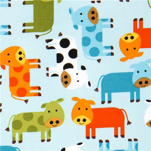 blue cows premium laminate fabric Realizzato da Robert Kaufman  1