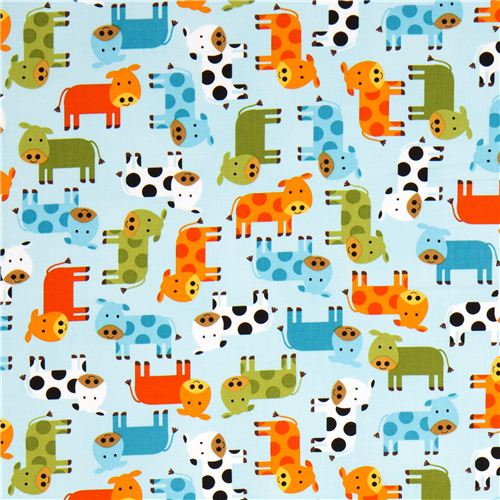 blue cows premium laminate fabric by Robert Kaufman Fabric by Robert ...