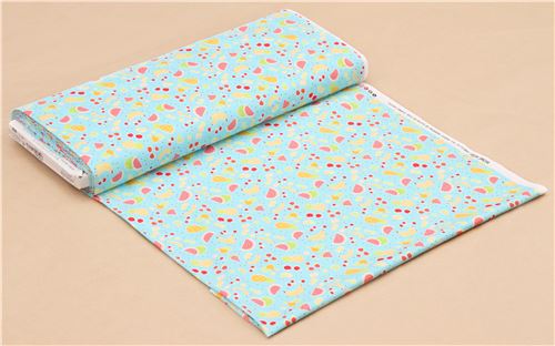 blue cute colorful banana pineapple fruit Michael Miller fabric Yummy Fruits 3