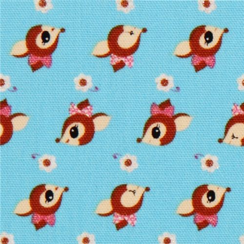 blauer Rehe Kokka Oxfordstoff kawaii aus Japan 1
