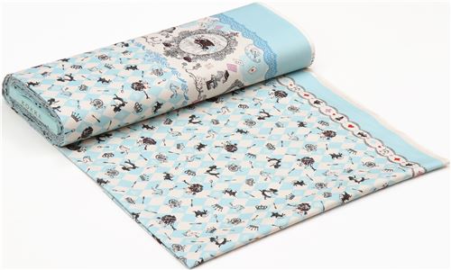 blue diamond pattern Alice in Wonderland fairy tale oxford fabric by Kokka 4
