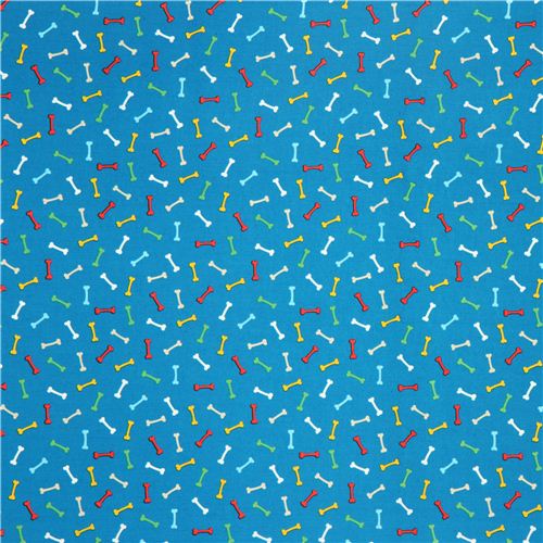 blue dogs bones fabric by Robert Kaufman 2