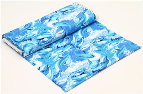 blauer Delfin Tier Stoff von Timeless Treasures USA 3