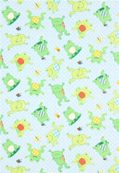 blue dotted frog animal fabric Timeless Treasures 2
