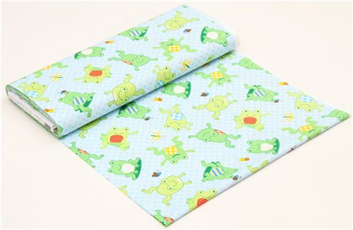 blue dotted frog animal fabric Timeless Treasures 3