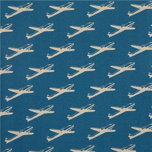 blue echino airplane poplin fabric airplane 2