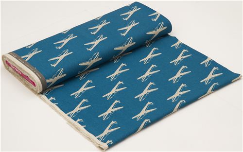 blue echino airplane poplin fabric airplane 3