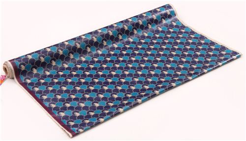 blue echino arc canvas laminate fabric bird wave fish scale 3