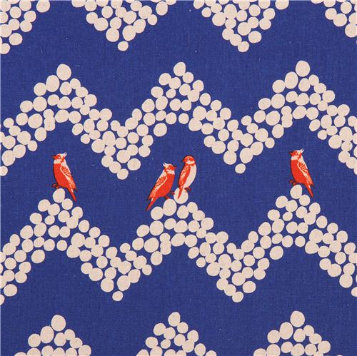 blue echino parakeet canvas fabric bird parakeet Chevron pattern 1