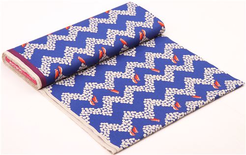blue echino parakeet canvas fabric bird parakeet Chevron pattern 3