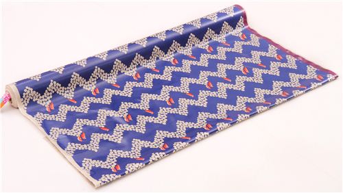 blauer echino parakeet Canvas Laminat Stoff Vogel Sittich Chevron Muster 4