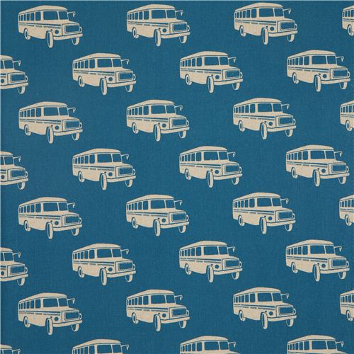 blue echino retro bus laminate fabric bonnet bus 2