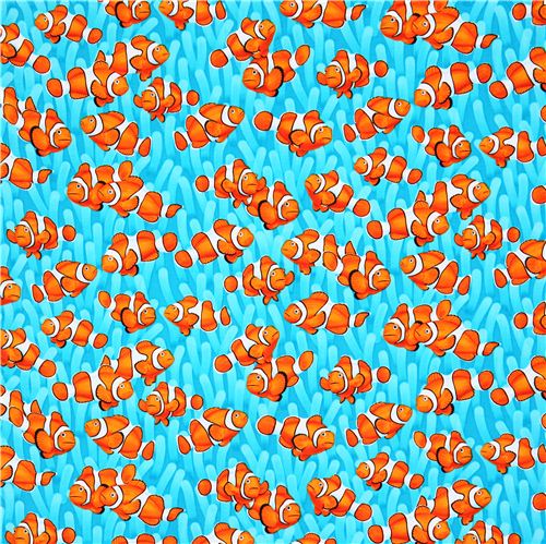 blue exotic clownfish animal fabric USA 3