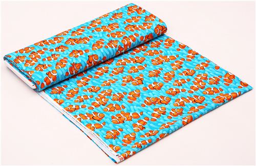 blue exotic clownfish animal fabric USA 5