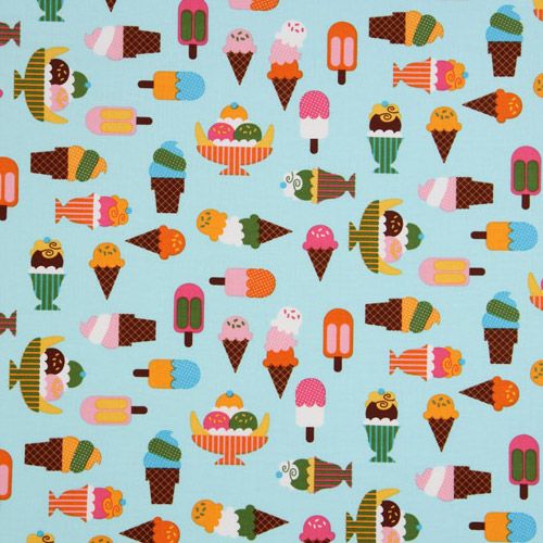 blue fabric ice cream cups Robert Kaufman kawaii 2