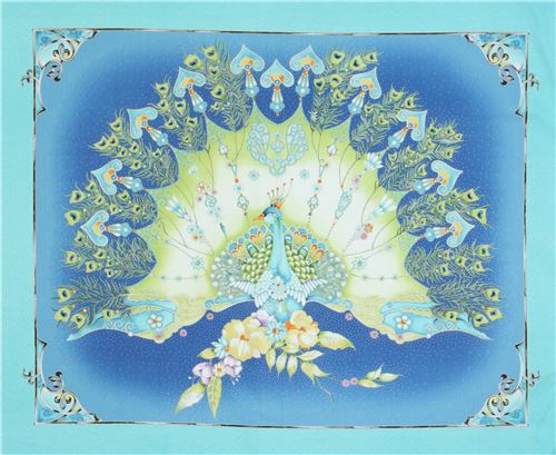 Pretty as a Peacock with Gold Details Fabric