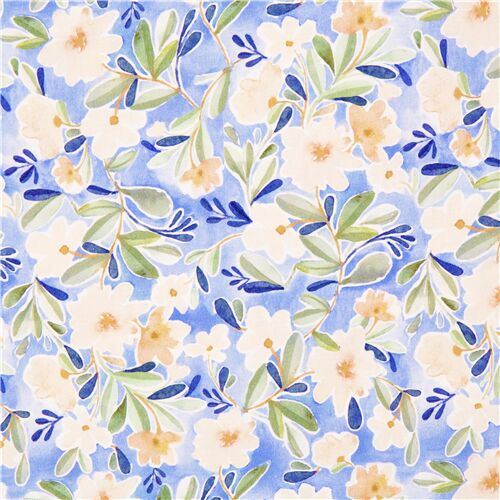 Garden Floral Painted Springtime Flowers Fabric