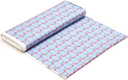 blue fabric with pink flamingos by Michael Miller  3