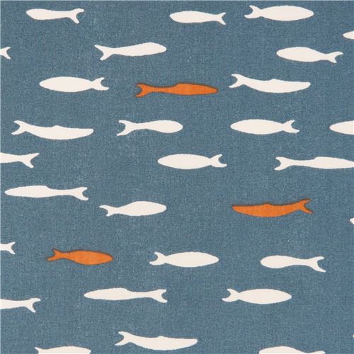 blue fish Blue School poplin organic fabric birch USA 1