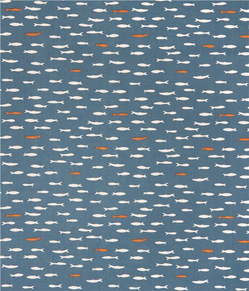blue fish Blue School poplin organic fabric birch USA 3